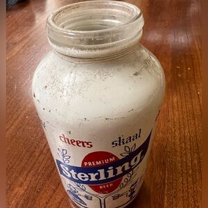 Vintage Sterling wide-mouth glass beer bottle